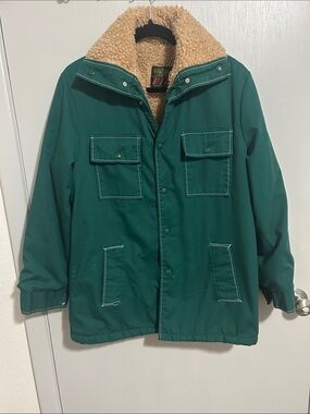 Vtg VIP Sherpa Lined Green Mountain Parka Jacket Men’s M Distressed Gorpcore